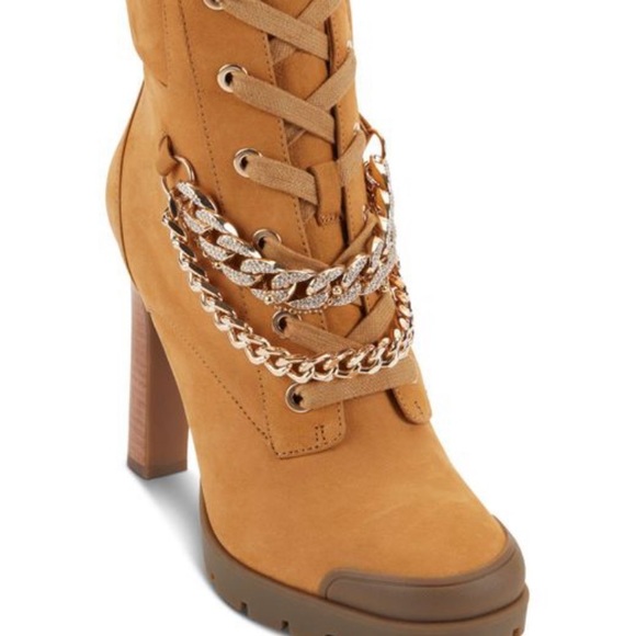 KARL LAGERFELD CUBAN LINK CHAIN DETAIL STILETTO BOOTIES - Picture 2 of 7